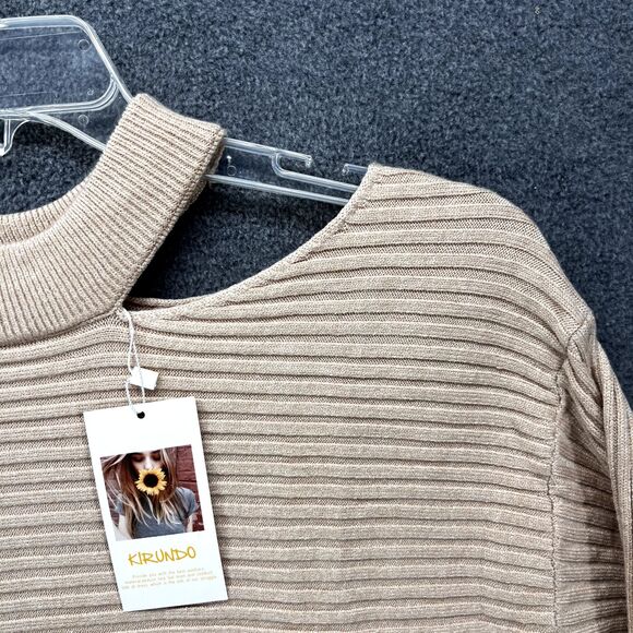 KIRUNDO Sweater Womens Small Cream Long Sleeves Casual Cold Shoulder - Picture 7 of 13